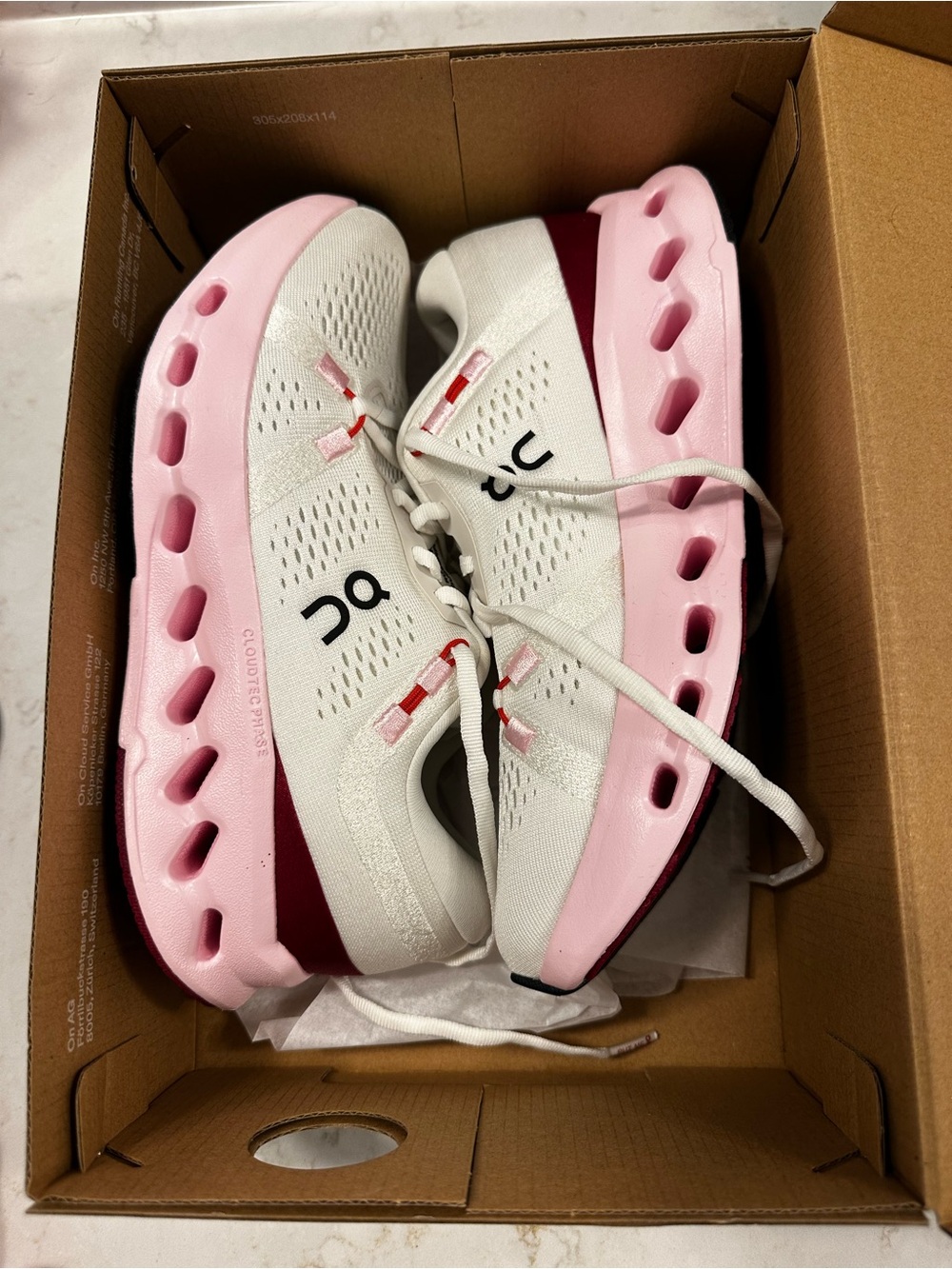 On Cloudsurfer 2 Womens Sneakers - White, Pink & Burgundy
